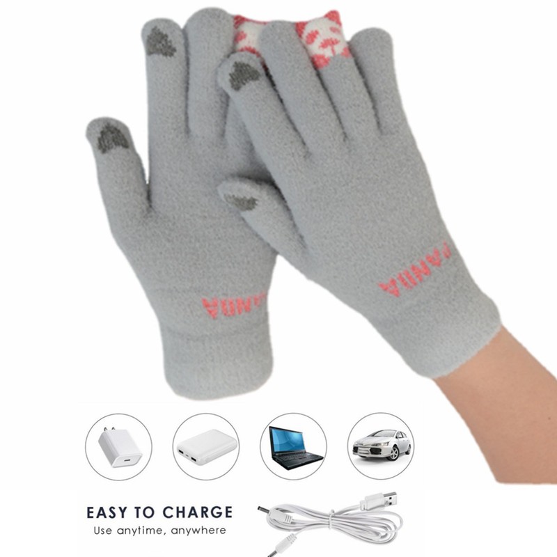 USB Heated Gloves for Men Women Touch Screen Full Finger