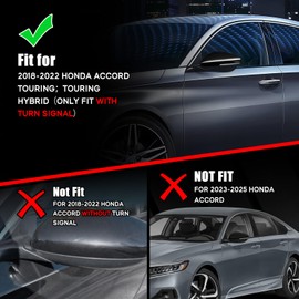 Glossy Black Left Driver Side Mirror Cover Cap Housing Compatible with 2018 2019 2020 2021 2022 10th Honda Accord Touring and Touring Hybrid with Turn Signal Model