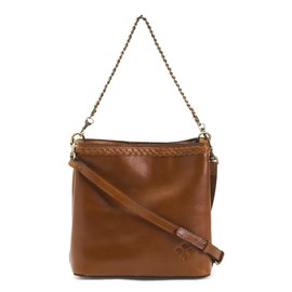 Patricia Nash Tooled Leather Ledra Bucket Crossbody Bag (Cognac Braided)