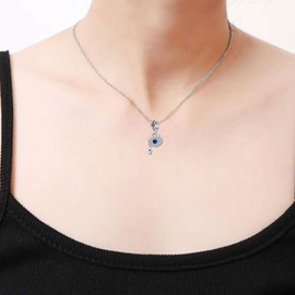 ZakiaHo Blue Evil Eyes Fatima Hand Good Luck Pendant Necklace Women Girls Birthday Christmas Jewellery Gifts