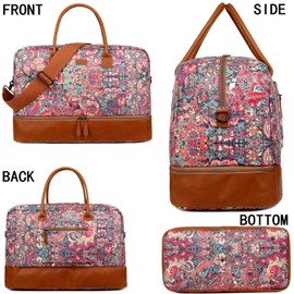 Travel Duffel Weekender Travel Bag Hand Luggage Weekend Bag with Shoe Compartment for Women HB-10, Hs, Carry-On Luggage