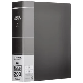 Nakabayashi Photo Graphilia Album, L-Size, 200 Sheets, 2 Tiers, Black PHL-1020-D