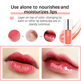 GECOMO Aceite Hidratante de Brillo de Labios, Aceite de Brillo de Labios Transparente Toot Tintado Nutritivo de Larga Duración Reparador Aclarando Lín