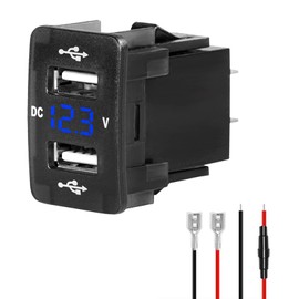 Levigo Car Charger USB 5V 4.2A Fast Charging for Honda Car Power Socket with 2 Ports, Switch Hole, LED Voltmeter Display, Compatible with 12/24V Vehicles (36*23mm)