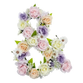 Flower Letters Artificial Floral A-Z Initial Alphabet Faux Floral Letters 13" Height Fake Flowers For Spring Wedding Funeral Baby Bridal Shower Nursery Art Photo Prop Shabby Chic Wall Decor(Shape &)