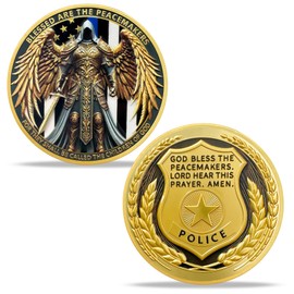 AtSKnSK Saint Michael Police Prayer Coin Patron Saint of Police Officers Police Law Enforcement Challenge Coin (Police Angel Peace, 1)
