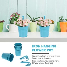 Cabilock 6pcs Hanging Pot Holders Railing Fence Balcony Garden Decor Plant Hangers Outdoor Detachable Hooks Drainage Holes Use