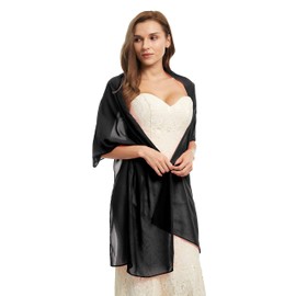 Shawl Scarve Wraps Soft Chiffon Lace Pashmina for Evening Dresses on Formal Occasions, black