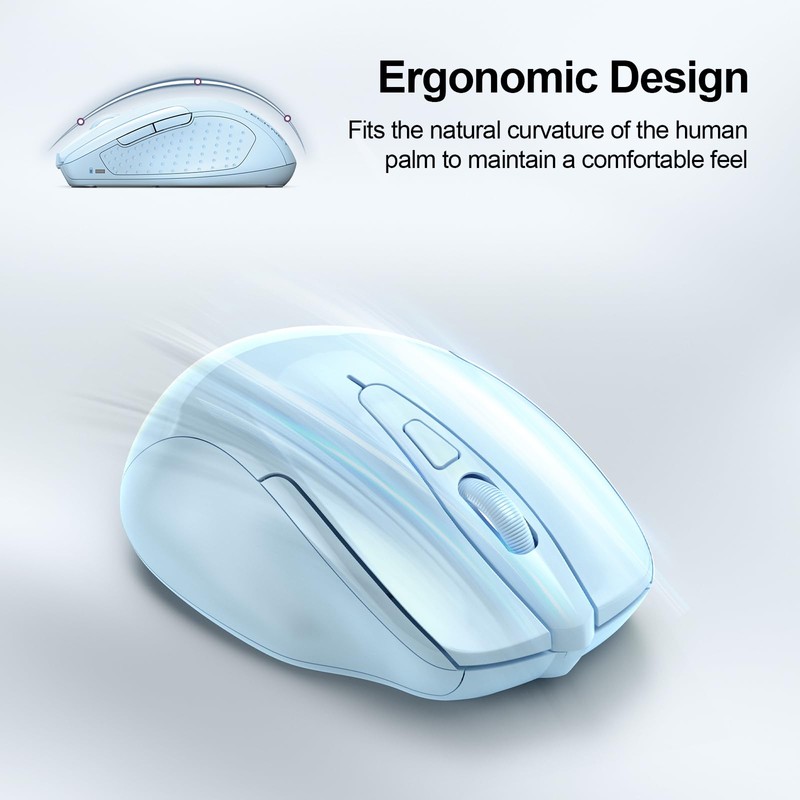 TECKNET Wireless Mouse (2.4G & BT5.0/3.0) Silent 4800 DPI Computer