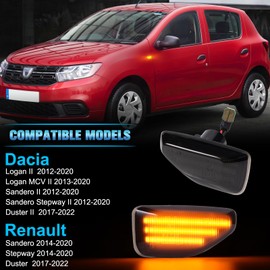 POPMOTORZ LED Side Indicator Indicator Black with Canbus Error Free 2835 SMD for Dacia Logan II Sandero II Duster R-enault Sandero Stepway Duster, Pack of 2