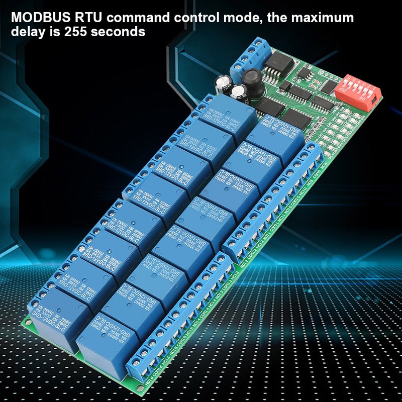 DC 12V 16 Channel MODBUS RTU RS485 Relay Module Board