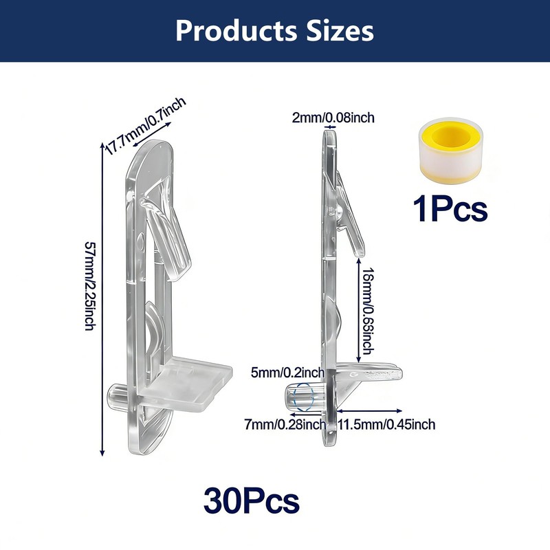 32 Pcs Clear Plastic Shelf Support Pegs 5mm Self-Locking Cabinet