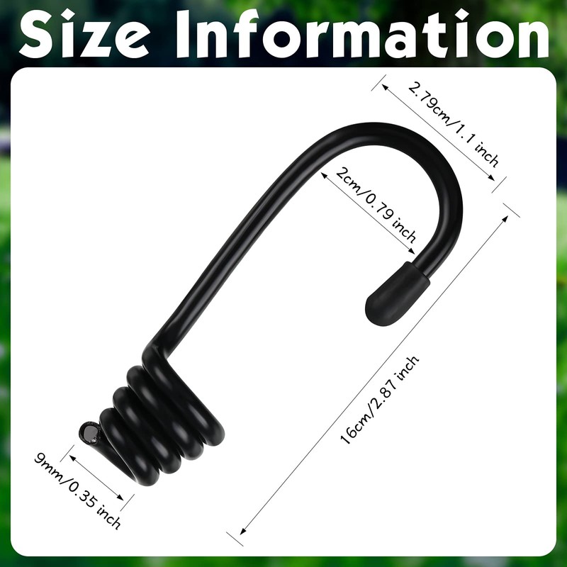 Ferraycle 20 Pieces 1/4 Inch Plastic Coated Bungee Cord Hooks