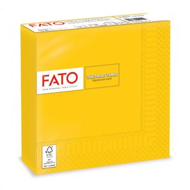 Fato, Einwegservietten aus Papier, ideal für informelle Mittagessen und Buffets, Packung mit 50 Servietten, Größe 33x33, 4-fach gefaltet, 2-lagig, Gelb, 100% reines Zellulosepapier, FSC-zertifiziert