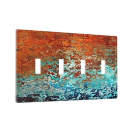 Red Celestial Blue Flatprint 4 Gang Light Switch Cover Decorative Quad Toggle Wall Plate Decorative Electrical Faceplate for Kitchen Home Barn Farmhouse