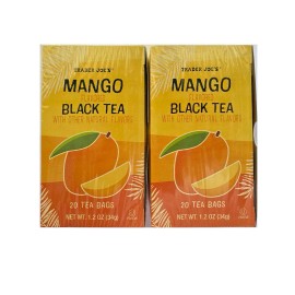 Trader Joe's Mango Flavored Black Tea 20 Tea Bags 2 PACK