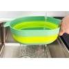SAMMART 3L Over The Sink Oval Colander (Dark Green/Fluorescent Green
