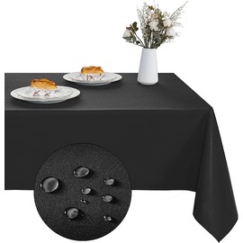 XWZO Table Cloth Rectangular Solid Table Cover Water Resistant Table Cloths Wipe Clean Tablecloth for Cafe, Restaurant, Buffet, Tabletop Party 140x200cm(55x78inches) Black
