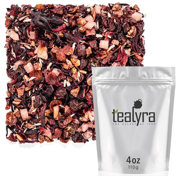 Tealyra - Pina Colada Cocktail Tea - Coconut Hibiscus Fruit Tea - Herbal and Fruity Loose Leaf Tea - No Caffeine - Hot or Iced Tea - Healthy - 110g (4-ounce)