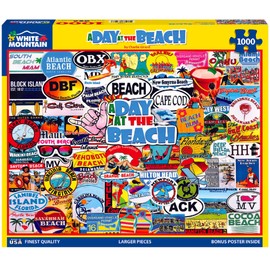 White Mountain Puzzles A Day at The Beach - 1000 Piece Jigsaw Puzzle