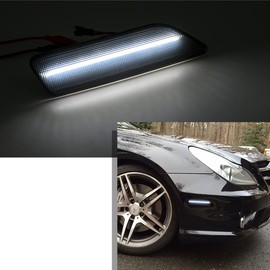 NJSBYL LED Side Marker Light Kits for 2006-2011 Mercedez W219 C219 CLS550 CLS500 CLS55 CLS63 AMG Benz CLS-Class White LED Smoked Lens Driver Passenger Side Turn Signal Lamp Lights