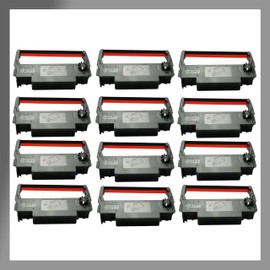 POKANIC ERC-30/34 / 38 Black and Red Ink Ribbon Cartridge Roller Replacement Receipt Kitchen Printer Compatible with Epson TM-200, TMU-220, TMU-230, Bixolon, SNBC SRP-275, SRP-270, BTP-M280 (12 Pack)