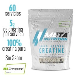 Meta Nutrition, Creatina Monohidratada Alemana Creapure®, 300g, 60 servicios.