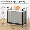WOWLIVE Laundry Hamper 3 Section, 120L Rolling Laundry Basket with