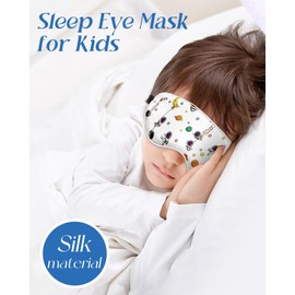 Miss Adola Sleep Mask for Kids - Cute Cartoon Boys Girls Silk Eye Mask for Sleeping Cool Kawaii Mulberry Silk Eye Mask with Adjustable Straps Soft Smooth Sleep Mask, White Astronaut