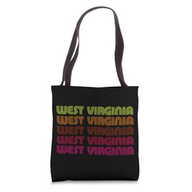 Retro State of West Virginia Inline Font Disco Design Vintag Tote Bag