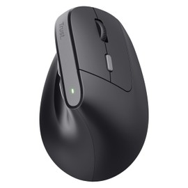 Trust Bayo II Mouse Vertical Inalámbrico Recargable – Diseño Ergonómico, Receptor USB, 6 Botones, 800-2400 dpi, 50% Plásticos Reciclados, Negro