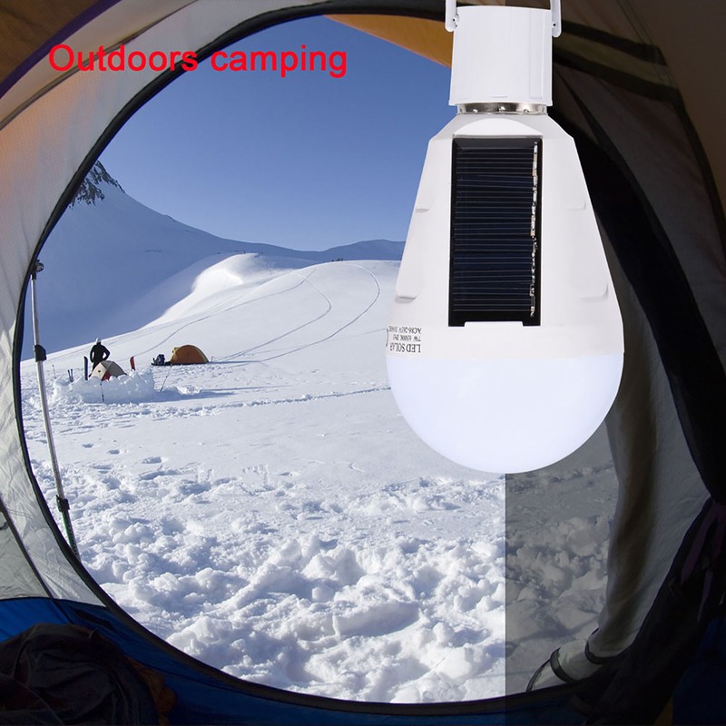 Solar Panel LED Light Bulb Portable Waterproof Indoor/Outdoor Hiking Camping