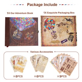JIMBON Our Adventure Book Scrapbook Photo Album,Retro Style Embossed Letter Cover Travel Diary Journal Scrap Book Kit For Couples,Memory Book For Anniversary Wedding
