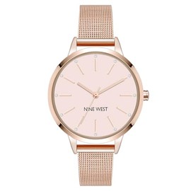 Nine West Women's Crystal Accented Dial Mesh Bracelet Watch