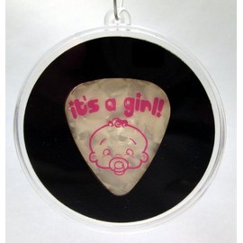 "It's A Girl!" Guitar Pick With MADE IN USA Christmas Ornament Capsule