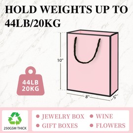 Gift Bags 3 Pcs Medium Size Paper Gift Bags with Tissue Paper and Handles,Bow Ribbon and Greeting Cards, 8" x 5" x 10", Pink