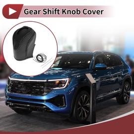 X AUTOHAUX Anti-Slip Gear Shift Knob Cover Car Stick Shifting Handle Protector for Volkswagen Taos 2022-2023 Black Faux Leather