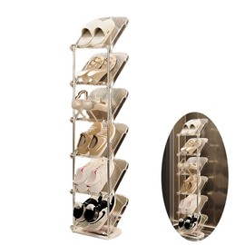 Tumecos 6-Tier Plastic Detachable Shoe Rack,Vertical Shoe Storage Organizer Holder,Free Standing Shoe Racks,Stackable Storage Shoe Cabinet,Narrow Shoe Shelf for Entryway or Bedroom,Space Saving