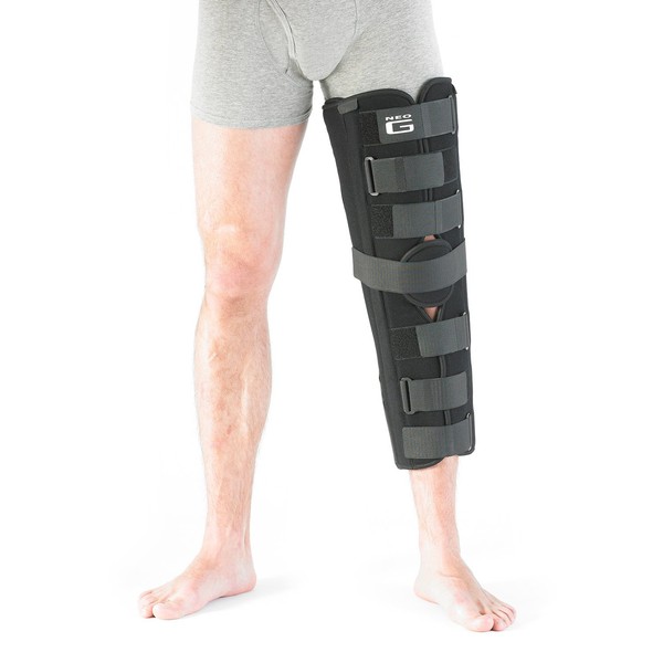 Neo G Knee Immobilizer - Lightweight Fabric - Helps Post-Operative Immobilization, Rehabilitation, Assisted Walking, Strains, Sprains & Instability – Class 1 Medical Device – Medium - Black