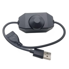 USB LED Button Dimmer DC 5V Band Brightness Adjust Switch Controller Plug for 5050 3528 2835 5 Volt Strip Lights (Black)