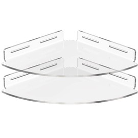 Vdomus Acryl Badezimmerregale | Transparente Duschablage für die Ecke | Selbstklebend | Duschregale für Fliesenwände | Duschablage ohne Bohren - 2er-Set