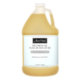 Bon Vital' Rice Bran Oil, 100% Pure and Cold Pressed Carrier Oils for Diffusers, Professional Massage Oil, Best Beauty Secret for Soft & Smooth Skin, Moisturizer, 1 Gallon Bottle