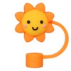 Orange Sun Straw Cover Cap Reusable Silicone Straw Toppers Drinking