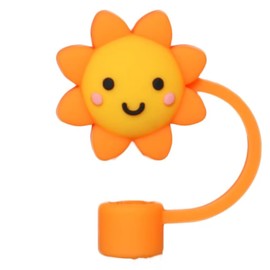 Orange Sun Straw Cover Cap Reusable Silicone Straw Toppers Drinking Straw Tips Lids for 8-10 mm Cute Straws Plugs Kitchen Dinin Not include (ZS007)
