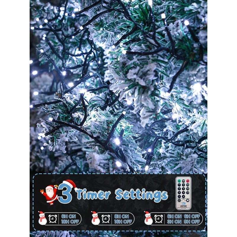 25FT 500 LED Christmas Cluster Lights, Firecracker String Lights with