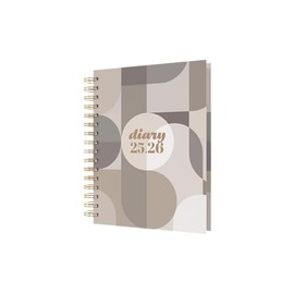 Collins 'Scandi' 14 Month Planner, July 2025-August 2026 Day-to-Page Diary, A5 Hard Cover, Geo Gray