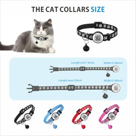 Reflective Cat Collar with Pet ID Tag,Breakaway Cat Collars, Cat Collar with QR Code Name Tag, Cat Collar with Bells,Scan QR Receive Instant Pet Location Alert Email 2pack (Pink&red)