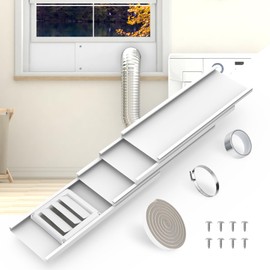 BJADE'S Dryer Vent Window Kit for 4" Dryer Vent Hose with Outdoor Dryer Vent Cover,Window Seal Plates Kit for Sliding and Hung Windows.Adjustable Length Panels Up to 63 Inches.