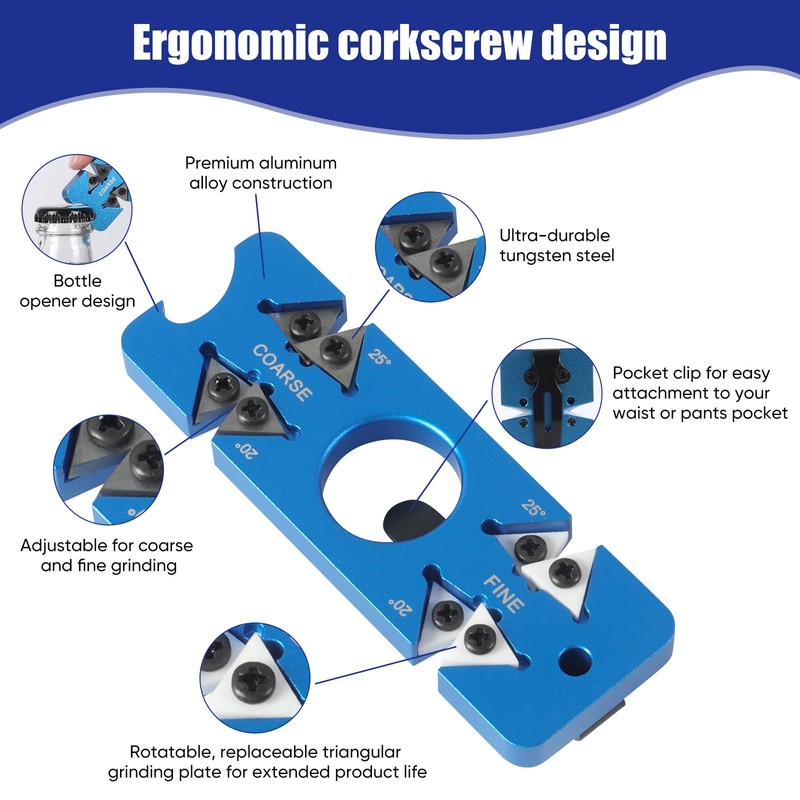 5-in-1 Hunting Knife Sharpener & Bottle Opener Adjustable Angles Multi-Function