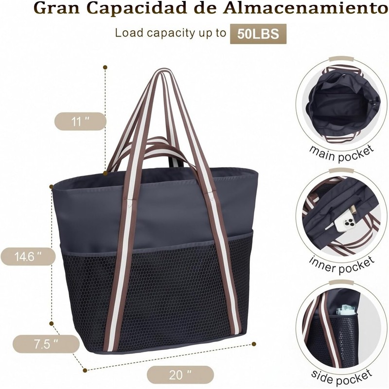 Bolso de Playa para Mujer, Bolso Tote Grande para Señoras,